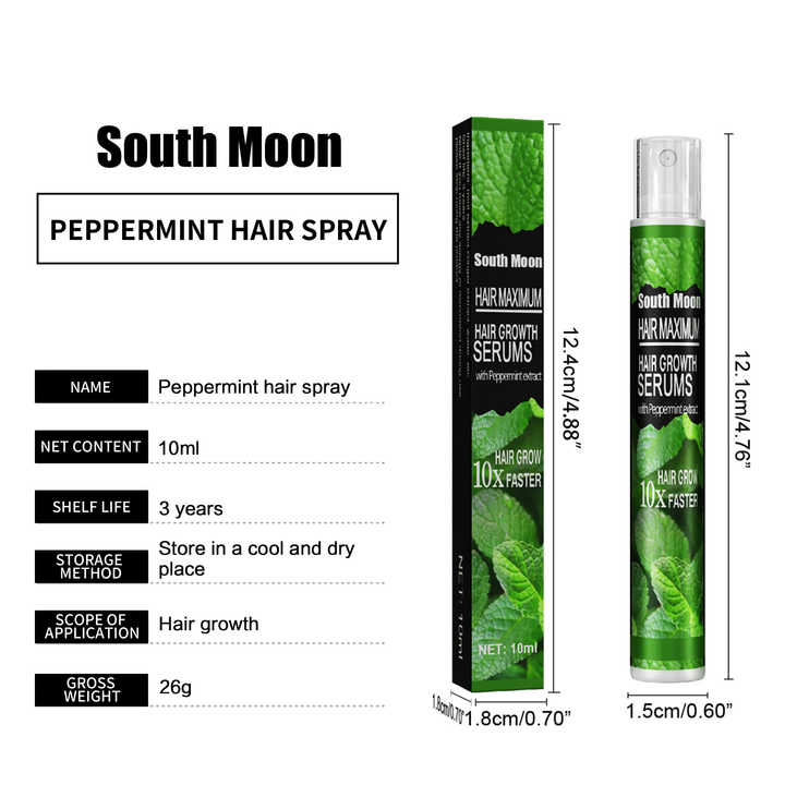 10ML Hair Growth Spray Mint Oils Spray Anti-Loss Solid Hair Black Long Hair Liquid Promote Head Epicuticle Blood Circulation
