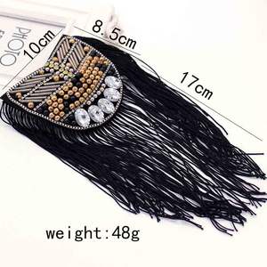 Näh zubehör Patches Kleidung Perlen PVC Material Hand gefertigt Kristall Patch <span class=keywords><strong>Pilot</strong></span> Epauletten Strass Fransen Zubehör - Product Image 2