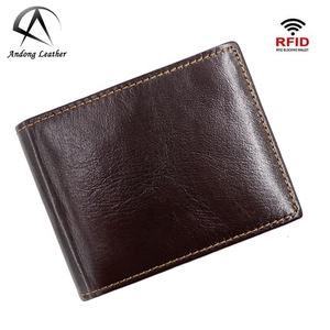 AndoBag Portefeuille court pour homme en cuir de vache véritable, pochette tendance super stylée, porte-passeport, porte-cartes multifonction - Product Image 1