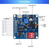 Módulo de Reproducción de Voz MP3 DY-SV8F, Control por Puerto Serie con Activación Individual, Descarga por USB, Memoria Integrada de 8M, Placa Reproductora de Audio