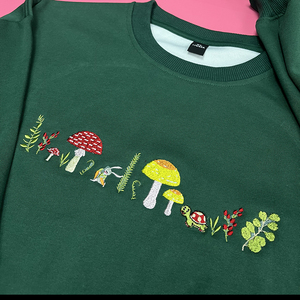 Sudadera verde 100% de algodón para hombre, suministro ODM de invierno con setas bordadas, conejo, Tortuga, teñido liso, bordado 3D - Product Image 5