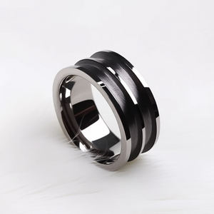 Vente en gros usine : Bague de <span class=keywords><strong>mariage</strong></span> en carbure de tungstène 8 mm, style <span class=keywords><strong>bohème</strong></span>, à double canal, avec base vierge pour incrustation, pour femmes et hommes - Product Image 3