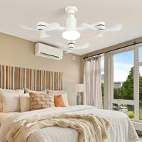 Lustre LED blanc avec ventilateur de plafond, plusieurs têtes de ventilateur, abat-jour rond, moderne, pour chambre à coucher, salon, salle à manger, lampe suspendue