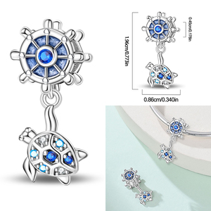 Oferta Especial: <span class=keywords><strong>Abalorios</strong></span> de <span class=keywords><strong>Plata</strong></span> de Ley 925 con Forma de Tortuga Marina, Estrella de Mar, Cangrejo Pequeño y Pulpo en Color Azul Cielo Oceánico, Compatibles con Pulseras 925, Joyería DIY - Product Image 6