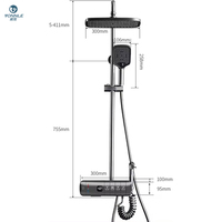 Ensemble de douche élégant et raffiné en cuivre massif avec affichage numérique, robinets thermostatiques et jets de pluie douce et de pulvérisation puissante