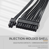 Cable de extensión de fuente de alimentación ATX de 24 pines macho a hembra 18AWG con funda para placa base de PC 22cm/32cm