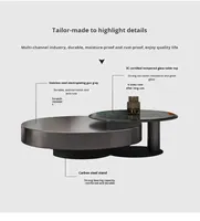 Table basse moderne pour salon, combinaison acier inoxydable et verre, ensemble de 2 pièces, meubles pour la maison