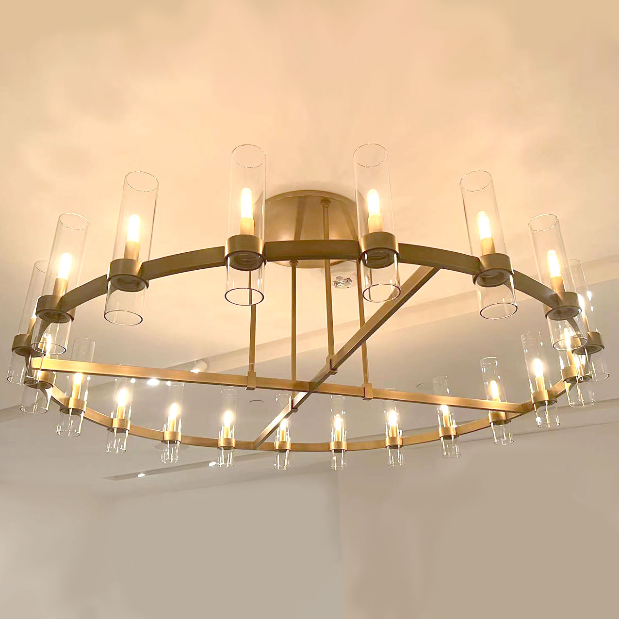 Decorative Nordic Style  Modern LED  Lamp Lighting Round Crystal Pendant Luxury Design Hanging High Ceilings Indoor Chandelier