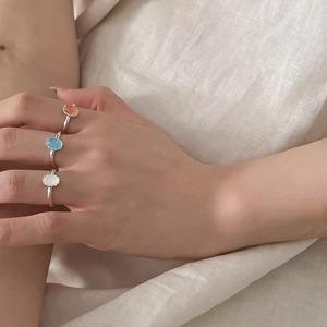 Colorful Moonstone Unique Design <b>Copper</b> High-End Open Band Ring Fashionable Exquisite Commute Friendly Stackable Wedding - Product Image 3