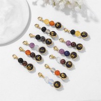 Pendentif Signe Astrologique 12 Zodiaques pour Femme en Pierre Naturelle Acier Inoxydable Bijou Accessoire Cadeau d'Anniversaire Personnalisé