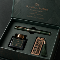 Boîte magnétique rigide haut de gamme personnalisée avec revêtement UV et lamination mate pour ensemble de stylos plume, doublure en éponge, étui en papier gaufré