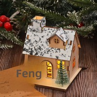 Petite maisonnette lumineuse LED, décorations de Noël, centre de table, fabriqué en Chine