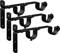 Ensemble de tringles à rideaux métalliques noires robustes en gros, style industriel moderne, en fer épaissi avec doubles supports, personnalisable