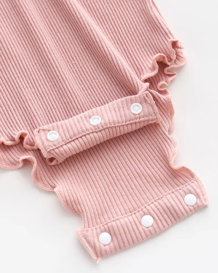 Wholesale Plain White And Pink Girls Dress 100% Cotton Knit Baby Summer Onesie Clothes Ribbed Baby Romper