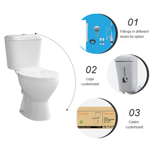 <span class=keywords><strong>WC</strong></span> à deux pièces à chasse directe, siphon en P, sortie horizontale 180 mm, sanitaires en céramique pour projets de construction et résidentiels - Product Image 2