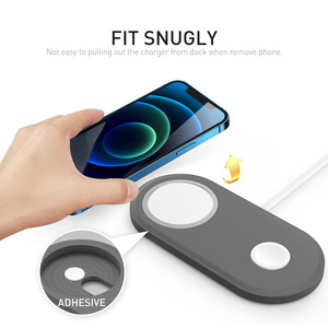 Base de charge sans fil en silicone <span class=keywords><strong>2</strong></span>-en-1 pour <span class=keywords><strong>chargeur</strong></span> sans fil <span class=keywords><strong>Apple</strong></span>, station de charge antidérapante pour iPhone AirPods - Product Image 5
