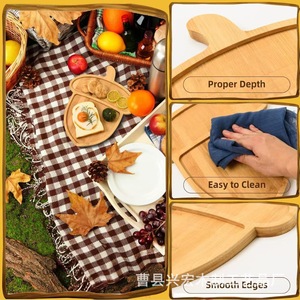 Wooden Leaf Shaped <b>Tray</b> Multi Purpose Divided Serving Plate For Breakfast <b>Tea</b> Snacks Fruit Hotel Use - Product Image 2