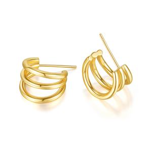New Style Gold-Plated Three Circle Geometric <b>Earrings</b>: <b>Triple</b> <b>Hoop</b> <b>Earrings</b>, Fashion Jewelry for Women. Perfect for Everyday and - Product Image 2