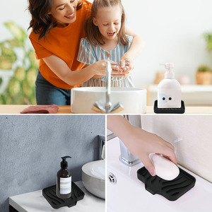 Support à savon en silicone durable et plateau de drainage en cascade pour savon, porte-savon en céramique pour <span class=keywords><strong>baignoire</strong></span>, tapis de drainage, tapis de <span class=keywords><strong>robinet</strong></span> en silicone - Product Image 6
