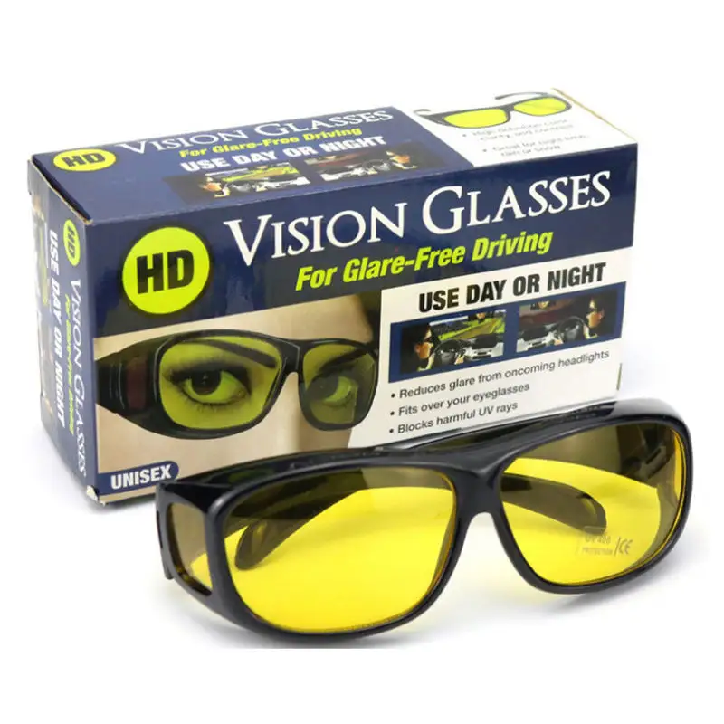Nuevas gafas de sol de protección, duraderas, antideslumbrantes, para coche, visión nocturna, gafas de conducción con lente amarilla
