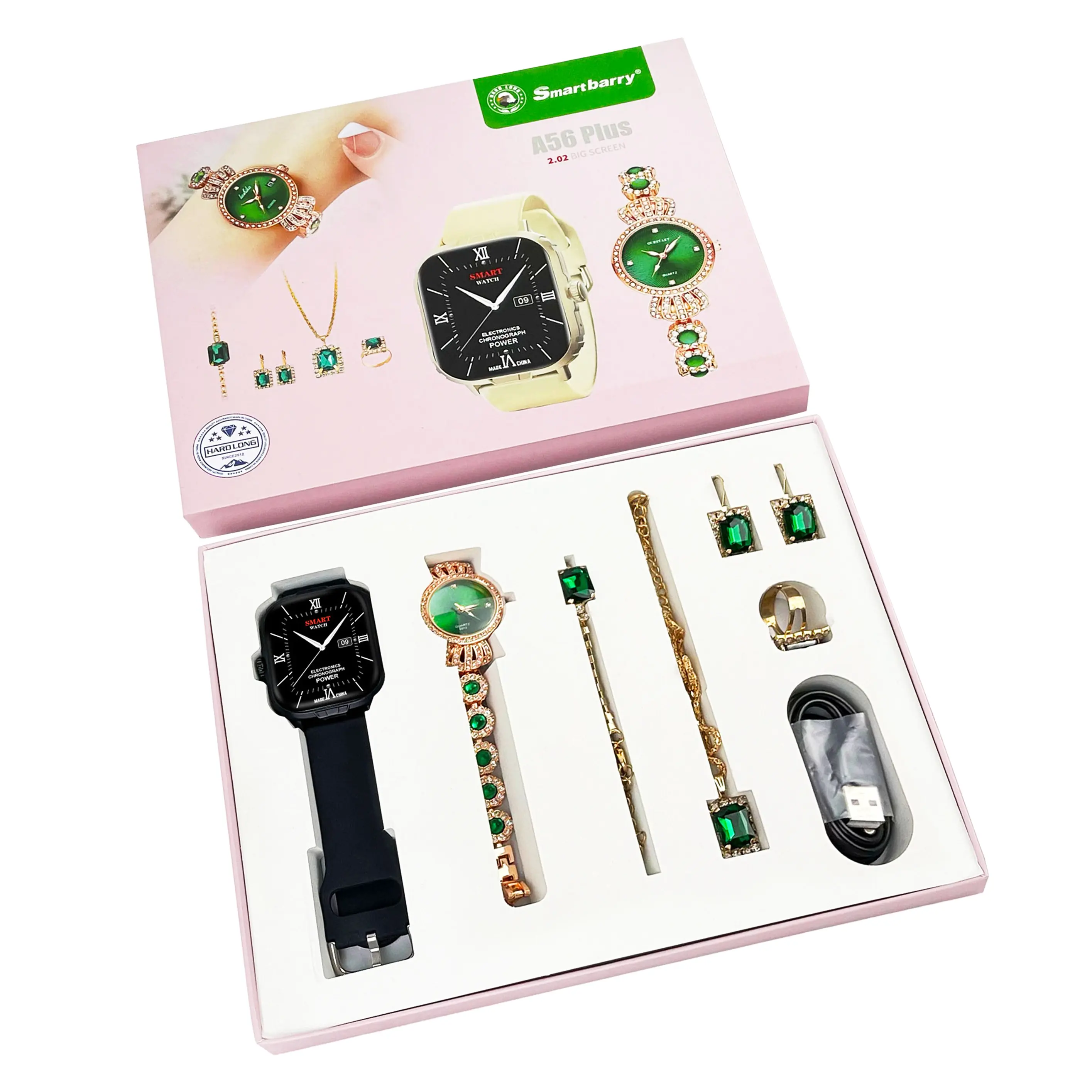 Fabrik Großhandel A56 Plus Smart Watch Anzüge delikates Luxus-Goldarmband mit Diamant Sport-Smartwatch 6-in-1 Satz Geschenkbox