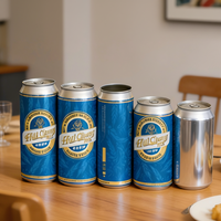 Canette en aluminium cylindrique haut de gamme pour bière, soda et jus - Finition laquée personnalisée avec impression sérigraphiée, ouverture facile par anneau de traction