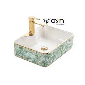 Phòng tắm hiện đại Vanity phòng tắm Sinks đá cẩm thạch nước in rửa lưu vực