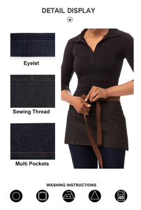 KEFEI Denim Bistro Café <span class=keywords><strong>Tablier</strong></span> Coton <span class=keywords><strong>Professionnel</strong></span> Demi <span class=keywords><strong>Tablier</strong></span> de Cuisine Durable Taille <span class=keywords><strong>Tablier</strong></span> de Service - Product Image 3