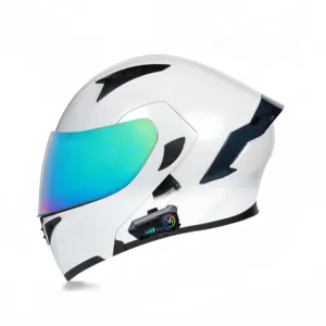 内置蓝牙的DOT模块化可拆卸安全白色摩托车头盔