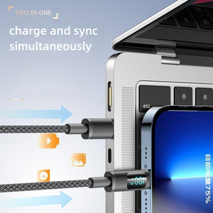 Cáp dữ liệu USB C PD 100W, chất liệu nylon bện, hiển thị kỹ thuật số, sạc nhanh 5A, loại C, tương thích hoàn toàn với <span class=keywords><strong>iPhone</strong></span> Samsung, dài 1m - Product Image 4