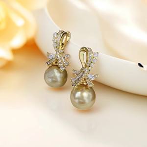 WENCHI 10874 Clous d'oreilles en argent S925, accessoires de perles DIY tendance avec support vide pour perles de 9-11 mm pour femmes - Product Image 3