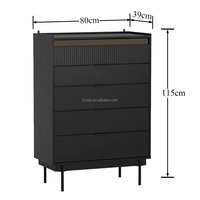 Meuble de Rangement Moderne Noir Brillant à 5 Tiroirs, Grande Capacité, Idéal pour Salon, Chambre d'Hôtel, École - Offre Spéciale