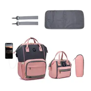Lequeen – <span class=keywords><strong>sac</strong></span> <span class=keywords><strong>à</strong></span> <span class=keywords><strong>dos</strong></span> de voyage pour maman et bébé, <span class=keywords><strong>sac</strong></span> <span class=keywords><strong>à</strong></span> langer d'extérieur pour famille, <span class=keywords><strong>sac</strong></span> <span class=keywords><strong>à</strong></span> bandoulière de grande taille, 3 pièces - Product Image 1