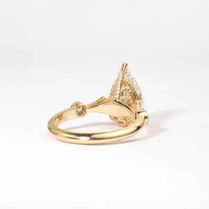 Bague de Fiançailles et de Mariage Art Déco en Or Massif avec Diamant de Laboratoire Premium Poire, Solitaire Goutte d'Eau, Bijou Héritage, Cadeau - Product Image 2