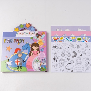 Ensemble d'autocollants et de pochoirs imprimés sur mesure, <span class=keywords><strong>livre</strong></span> de coloriage inclus, jouet de peinture interactif pour enfants pour un jeu créatif - Product Image 4