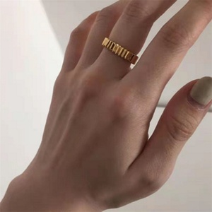 Anillos Populares de Acero Inoxidable, Anillo de Dedo Simple, Fino e Irregular para Mujer - Product Image 4