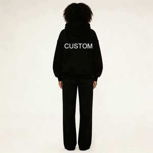 Tuta Sportiva di Alta Qualità Personalizzata per <span class=keywords><strong>Donna</strong></span>, Lussuosa in 100% Cotone Felpato, Produttore di Set Oversize con Felpa con Cappuccio e Pantaloni - Product Image 2