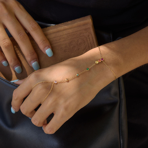 J&D Jewelry - Brazalete <span class=keywords><strong>de</strong></span> Acero Inoxidable con Circonitas <span class=keywords><strong>de</strong></span> Colores, Chapado en <span class=keywords><strong>Oro</strong></span> <span class=keywords><strong>de</strong></span> <span class=keywords><strong>18K</strong></span>, Cadena para el Dedo, Arnés <span class=keywords><strong>de</strong></span> Mano para Mujer - Product Image 3