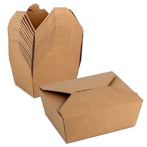 Chất lượng cao kraft và giấy tráng thực phẩm takeout <span class=keywords><strong>Container</strong></span> hình chữ nhật và hình vuông không thấm nước và mạnh mẽ cho thức ăn nhanh - Product Image 5