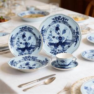 Service de table en porcelaine bleu rétro à motifs floraux, vaisselle vintage à fleurs, assiettes à dessert et plats - Product Image 2