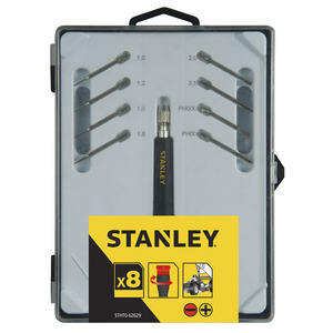 Juego de Destornilladores de Precisión Stanley, 8 Puntas Phillips, Kit de Herramientas para Bricolaje - Product Image 1
