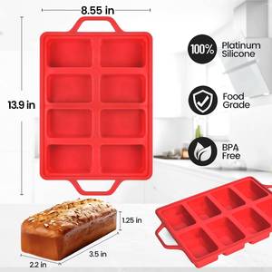 Moule à pâtisserie rectangulaire 8 cavités MUYULINS Factory, qualité platine LFGB, antiadhésif, sans BPA, en silicone, pour gâteaux et muffins. - Product Image 5