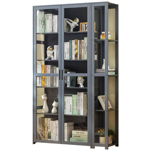 Étagère simple sur pied 439, unité de rangement moderne avec porte en verre, bibliothèque pour salon et bureau à domicile, design gain de place - Product Image 5