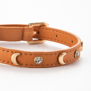 Adjustable Genuine Leather Pet <b>Collar</b> with Bell, Durable Metal Buckle Neck Strap for <b>Small</b> <b>Dogs</b> and Cats - Product Image 3