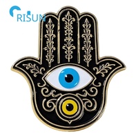 Épinglettes porte-bonheur en émail dur et doux en métal personnalisées en usine épingles à main Hamsa épingles Badges broches personnalisées en émail Hamsa