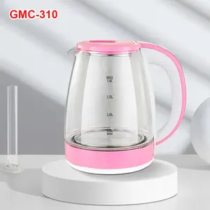 home appliance blue LED 1.8L high borosilicate glass kettle automatic power shut-off protection glass water boiler promotional