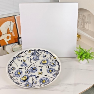 Assiettes de table Granville Garden Series 16 pouces en porcelaine fine, style rétro, coffret cadeau recommandé pour offrir - Product Image 1