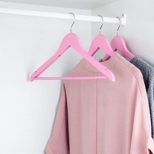 Chống Trượt Vai Rãnh Giá Rẻ Áo Vải Phù Hợp Với Móc Áo Bán Buôn Màu Hồng Móc Gỗ - Product Image 4