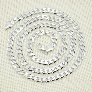 Custom Size <strong>Solid</strong> 925 Sterling <strong>Silver</strong> Fashion Jewelry Cuban Curb Chain <strong>Necklace</strong> for Men 3mm 4mm 5mm 6mm 8mm 10mm - Product Image 2