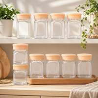 Pot en plastique transparent carré pour miel, avec couvercle lisse, qualité alimentaire, hermétique, pour le stockage des fruits secs et des noix, vente en gros
